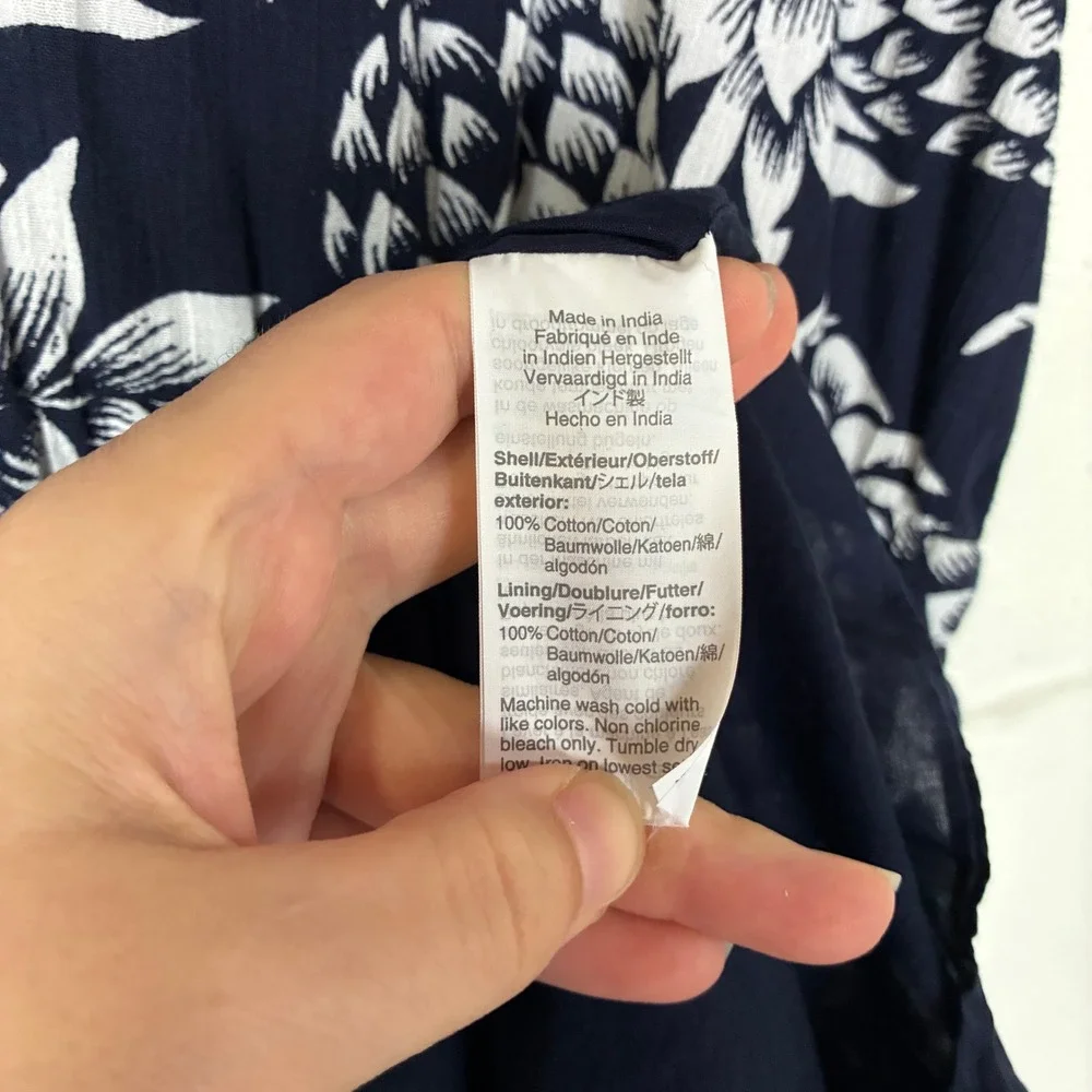J. Crew Womens Sleeveless Crinkle Dress Size 6 Navy Vacation Novelty Resort